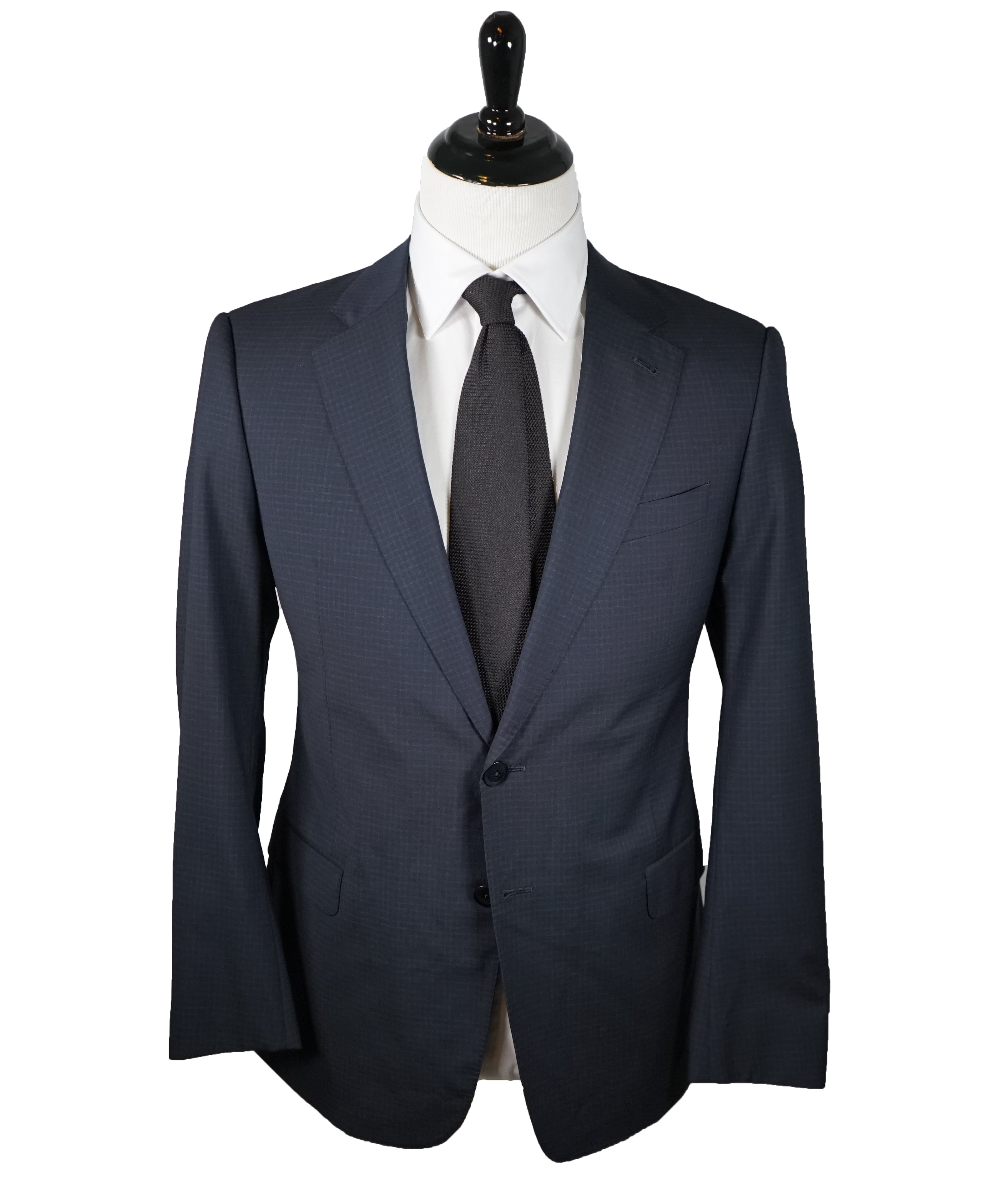 ARMANI COLLEZIONI - “S Line” Slim Tonal Blue Check Suit - 42R