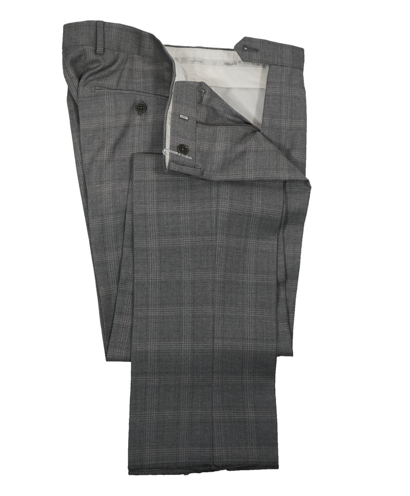 ARMANI COLLEZIONI - Textured Gray Plaid Check “G Line” Wool Suit- 40R
