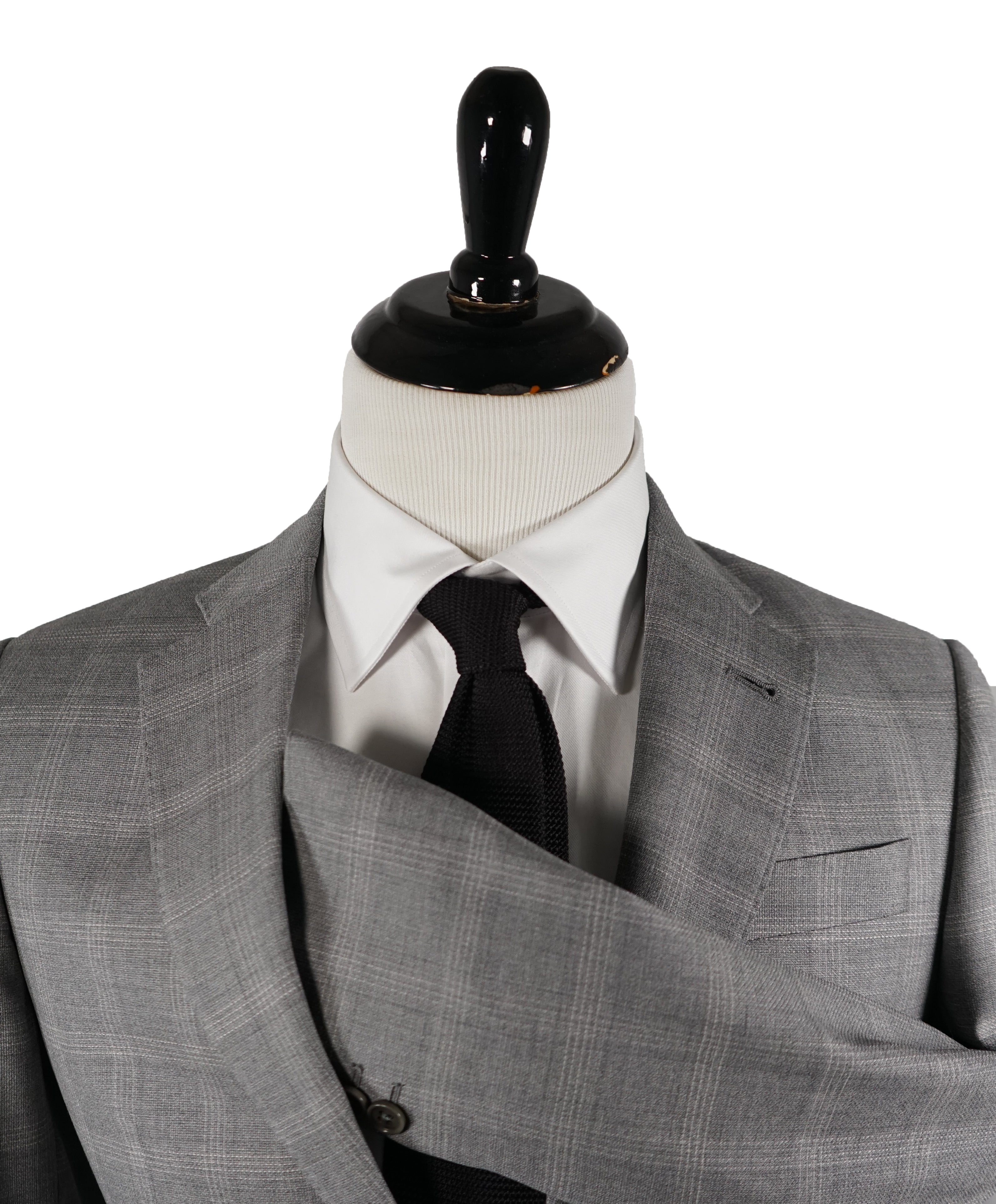 ARMANI COLLEZIONI - Textured Gray Plaid Check “G Line” Wool Suit - 36R
