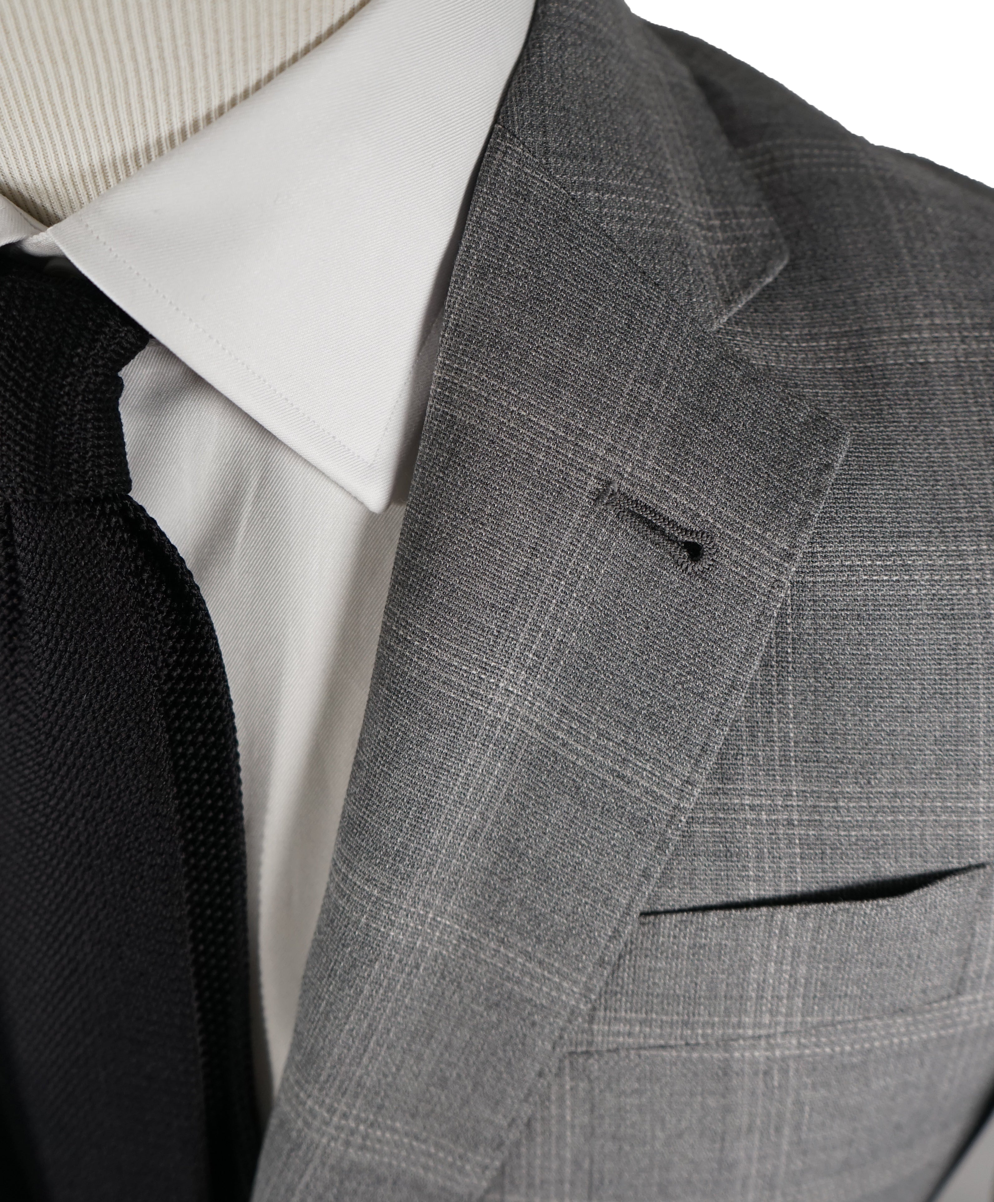 ARMANI COLLEZIONI - Textured Gray Plaid Check “G Line” Wool Suit - 36R