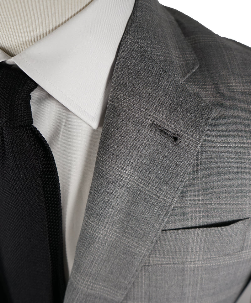 ARMANI COLLEZIONI - Textured Gray Plaid Check “G Line” Wool Suit- 38R