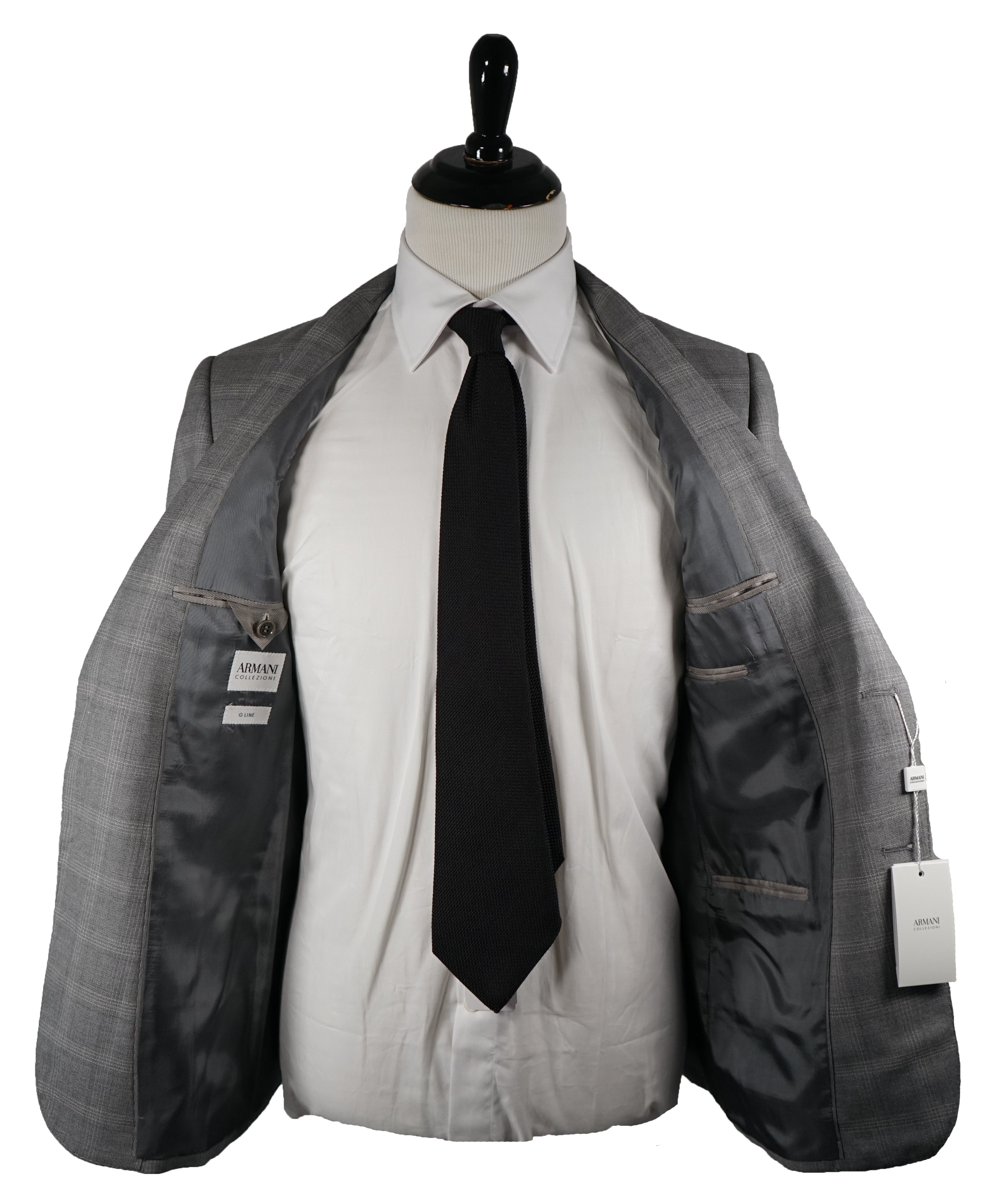 ARMANI COLLEZIONI - Textured Gray Plaid Check “G Line” Wool Suit - 36R