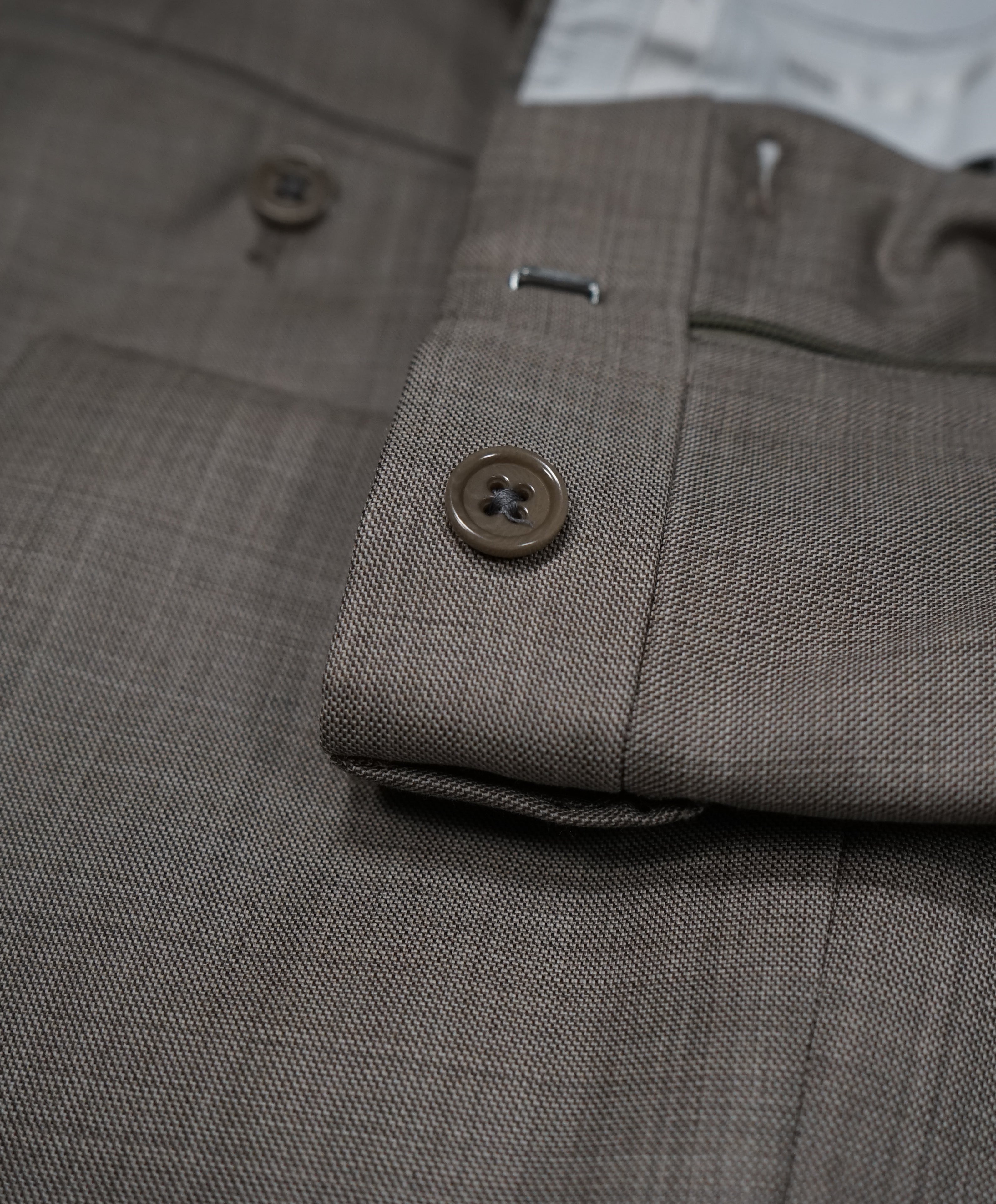 ARMANI COLLEZIONI - Textured Sand Wool Flat Front Dress Pants - 33W