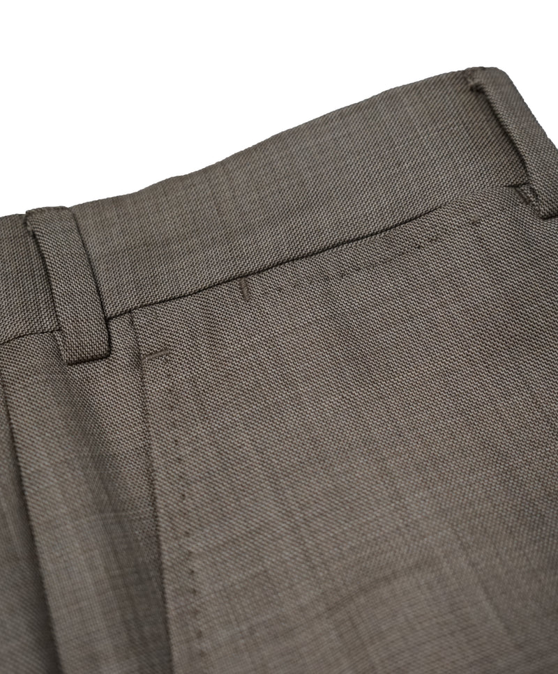 ARMANI COLLEZIONI - Textured Sand Wool Flat Front Dress Pants - 33W