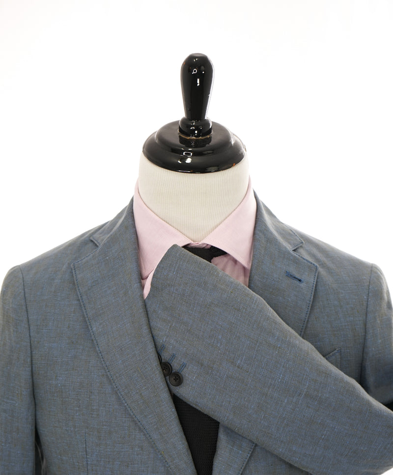 ARMANI COLLEZIONI -Medium Blue Melange Semi-Lined Linen Blazer - 36R