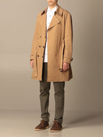 $1,495 ELEVENTY - Camel Trench Coat Jacket In Cotton With Belt Coat- 40 (50EU)