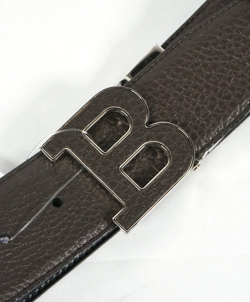 BALLY - "B" Buckle Pebbled Leather Inlay Reversible Belt -  38W