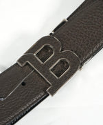 BALLY - "B" Buckle Pebbled Leather Inlay Reversible Belt -  42W