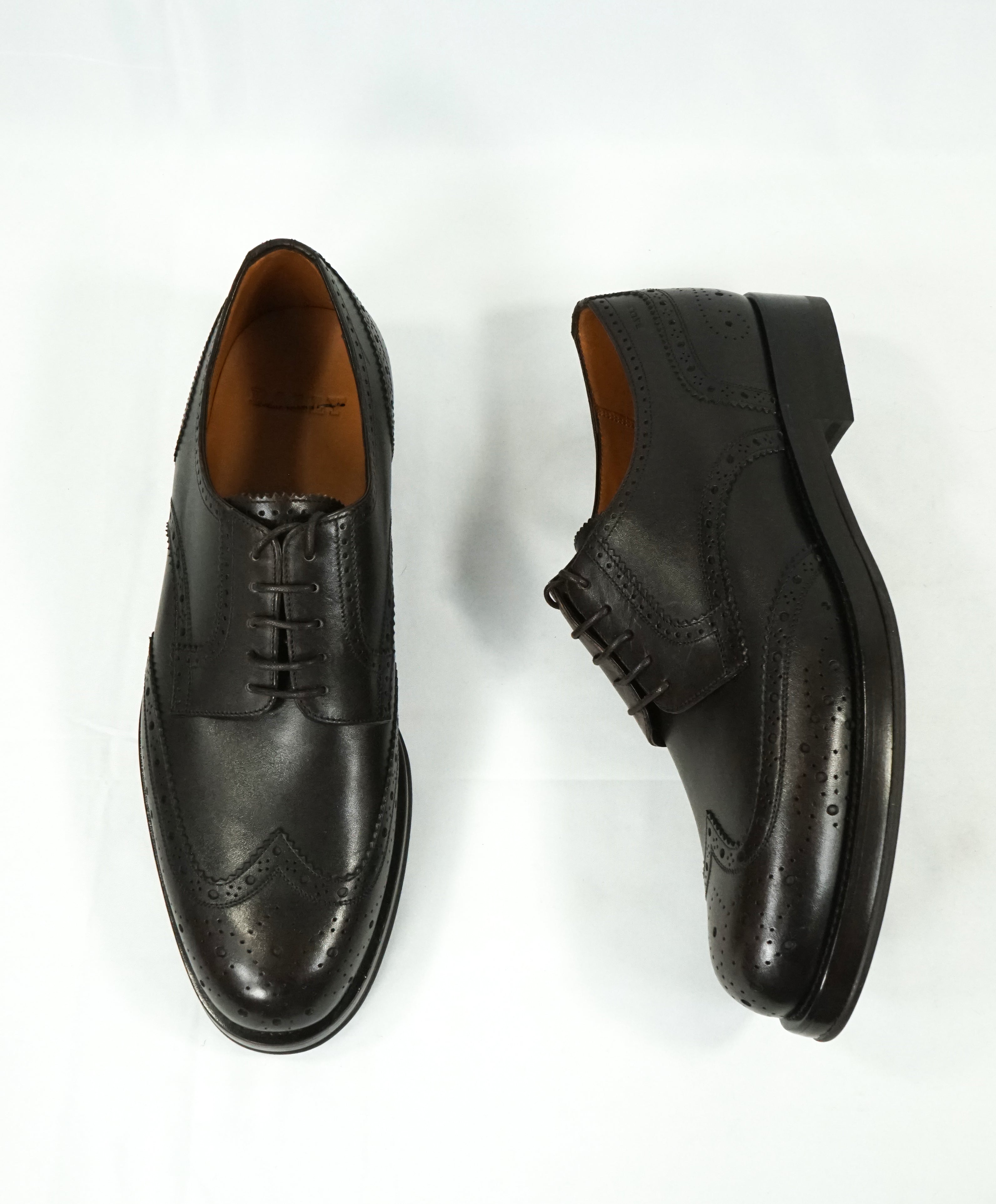 BALLY - “NORSK” Detailed Brogue Engraved Logo Wingtip Oxfords - 9.5