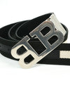 BALLY - "Mirror B" Buckle Fabric & Leather Reversible Belt -  42W