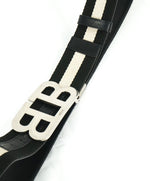 BALLY - "Mirror B" Buckle Fabric & Leather Reversible Belt -  42W