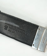 BALLY - "Mirror B" Buckle Fabric & Leather Reversible Belt -  42W