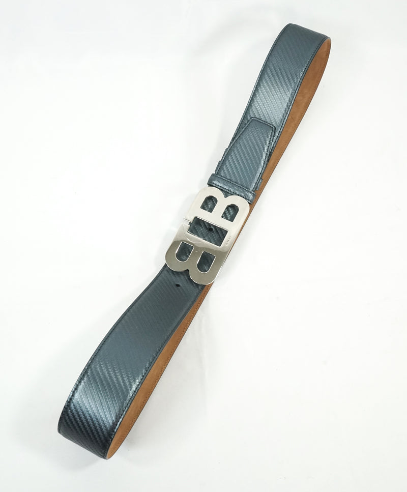 BALLY - Mirror "B" Buckle LOGO Carbon Fiber Strap Belt -  44W (105)