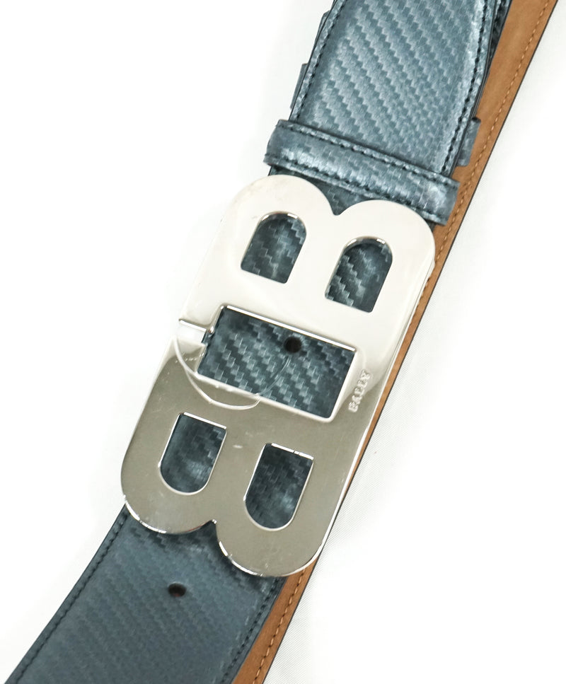 BALLY - Mirror "B" Buckle LOGO Carbon Fiber Strap Belt -  44W (105)