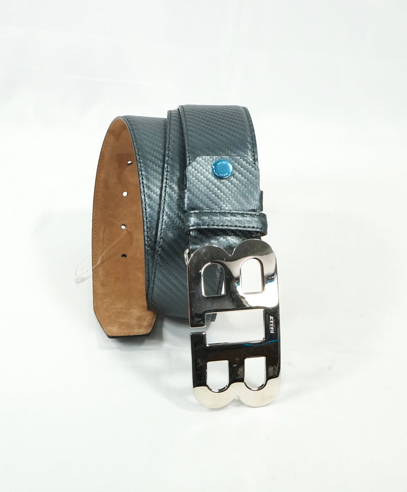 BALLY - Mirror "B" Buckle LOGO Carbon Fiber Strap Belt -  44W (105)
