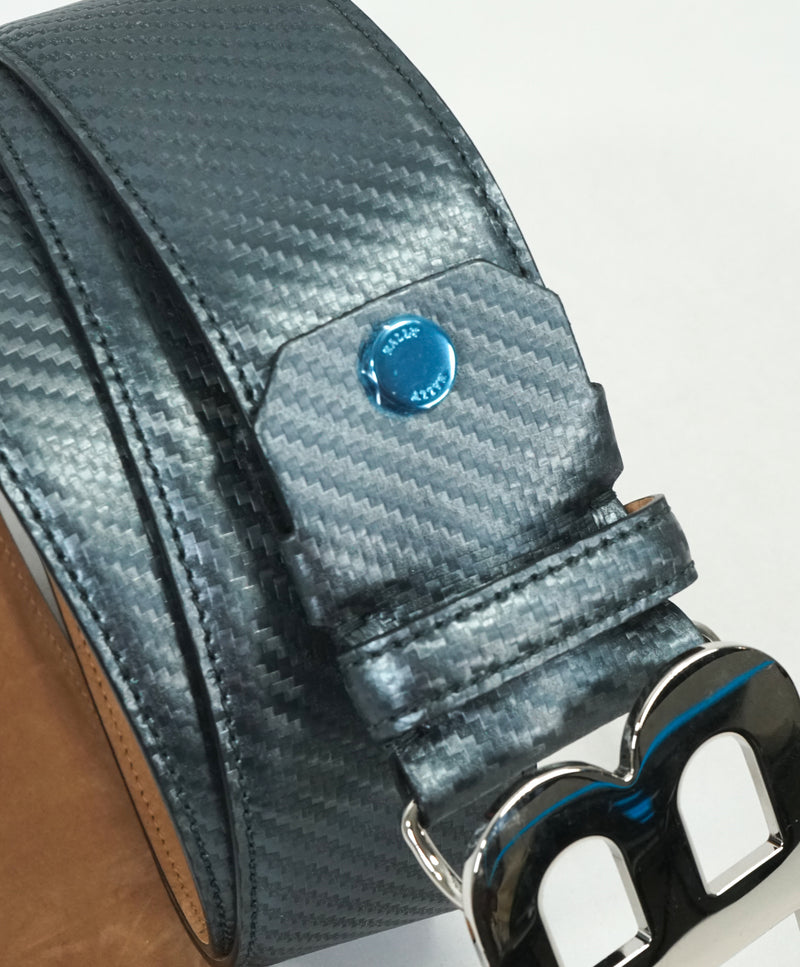 BALLY - Mirror "B" Buckle LOGO Carbon Fiber Strap Belt -  44W (105)