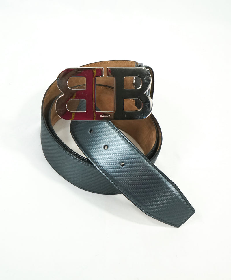 BALLY - Mirror "B" Buckle LOGO Carbon Fiber Strap Belt -  44W (105)