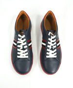 BALLY - “ASOR” Low-Top Blue Leather Logo Sneakers w Red Sole - 10US