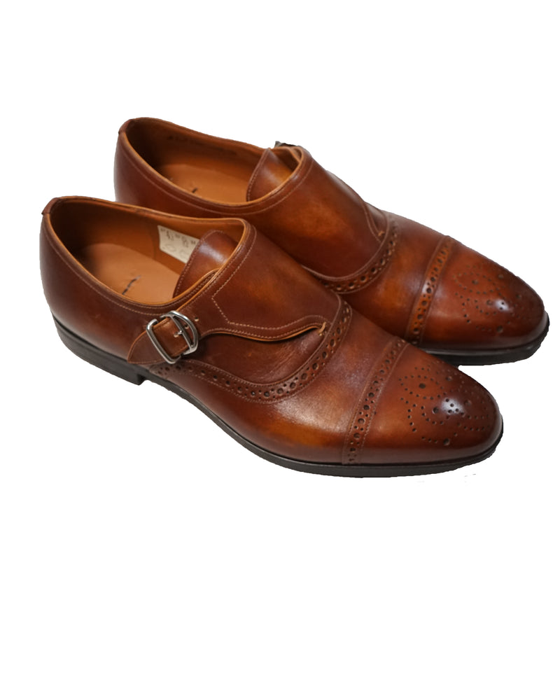 BALLY - “Lanor" Cutaway Monk Strap Loafers Distressed Brown - 7