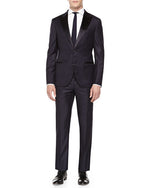 BRUNELLO CUCINELLI - Black On Black Wide Peak Lapel Tuxedo Suit - 48R