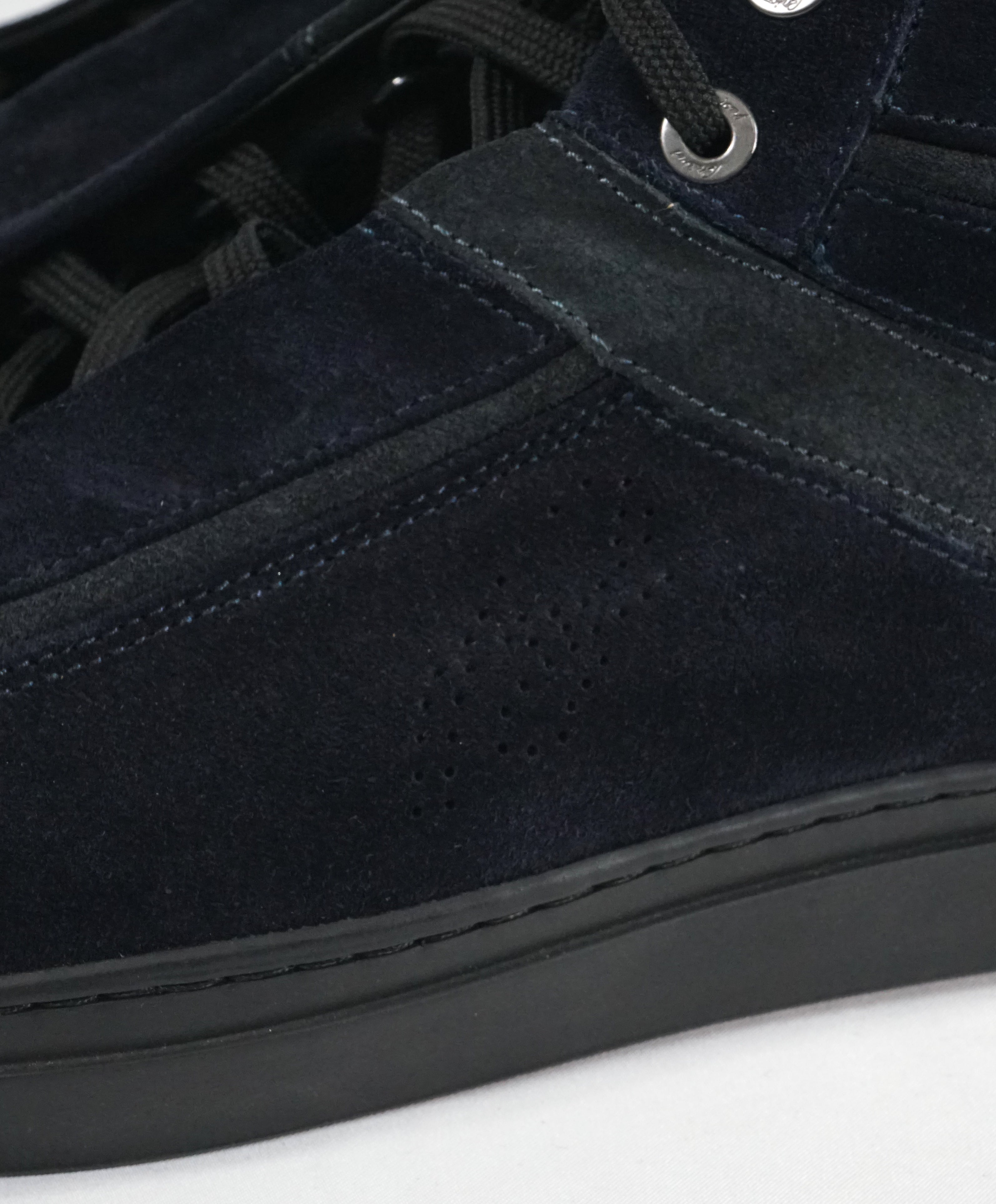 BRIONI - Blue & Gray High Top Suede Sneakers W Logo - 10.5
