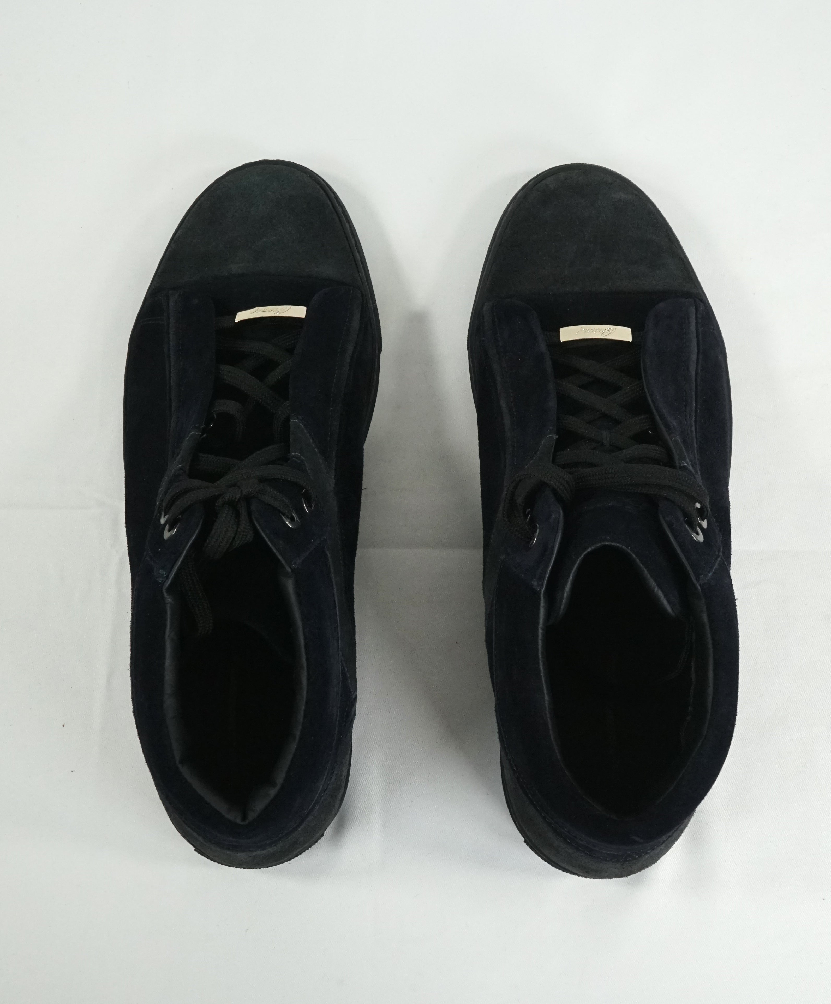 BRIONI - Blue & Gray High Top Suede Sneakers W Logo - 10.5