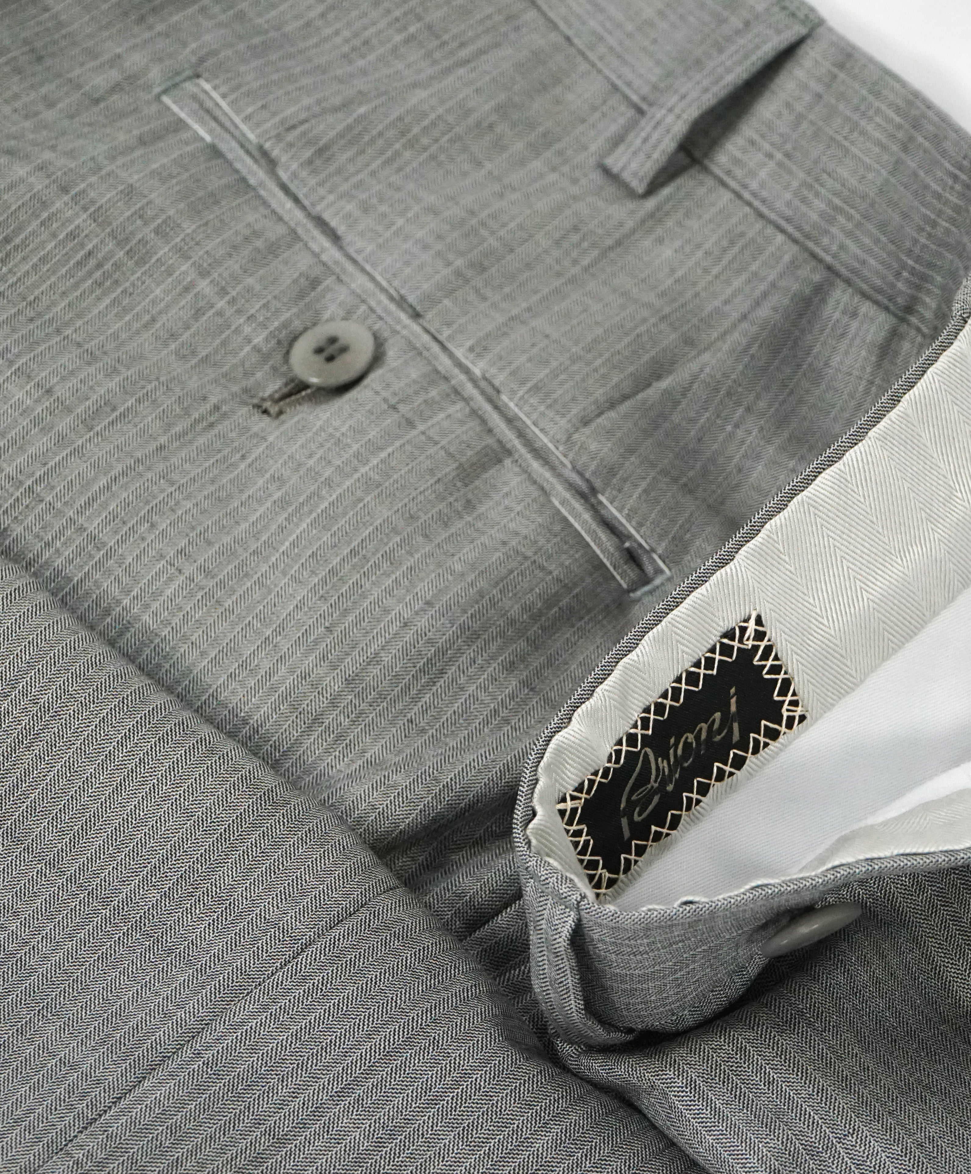 BRIONI - Micro Herringbone Wool & Silk Suit Hand Made In Italy - 44R