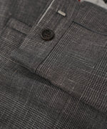 BRUNELLO CUCINELLI - Gray Plaid Wool/Linen/Silk Summer Blend Dress Pants - 37W