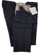 BRUNELLO CUCINELLI - Blue Pure Wool Light Weight Flat Front Dress Pants - 39W