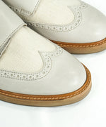 BRUNELLO CUCINELLI - Gray/Cream Leather Double Monk Strap Loafers - 9