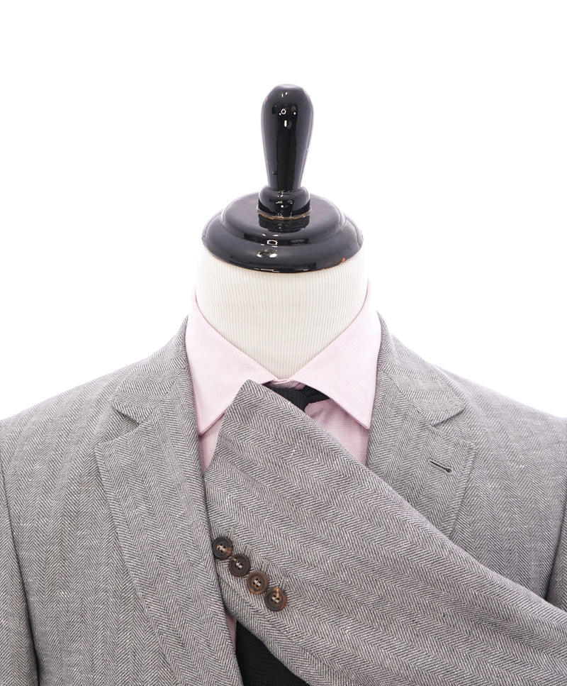 BRUNELLO CUCINELLI - Bold Herringbone Wool/Silk/Linen Semi-Lined Suit - 38R