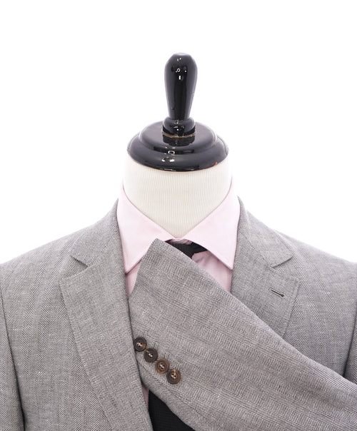 BRUNELLO CUCINELLI - Bold Herringbone Wool/Silk/Linen Semi-Lined Suit - 42R