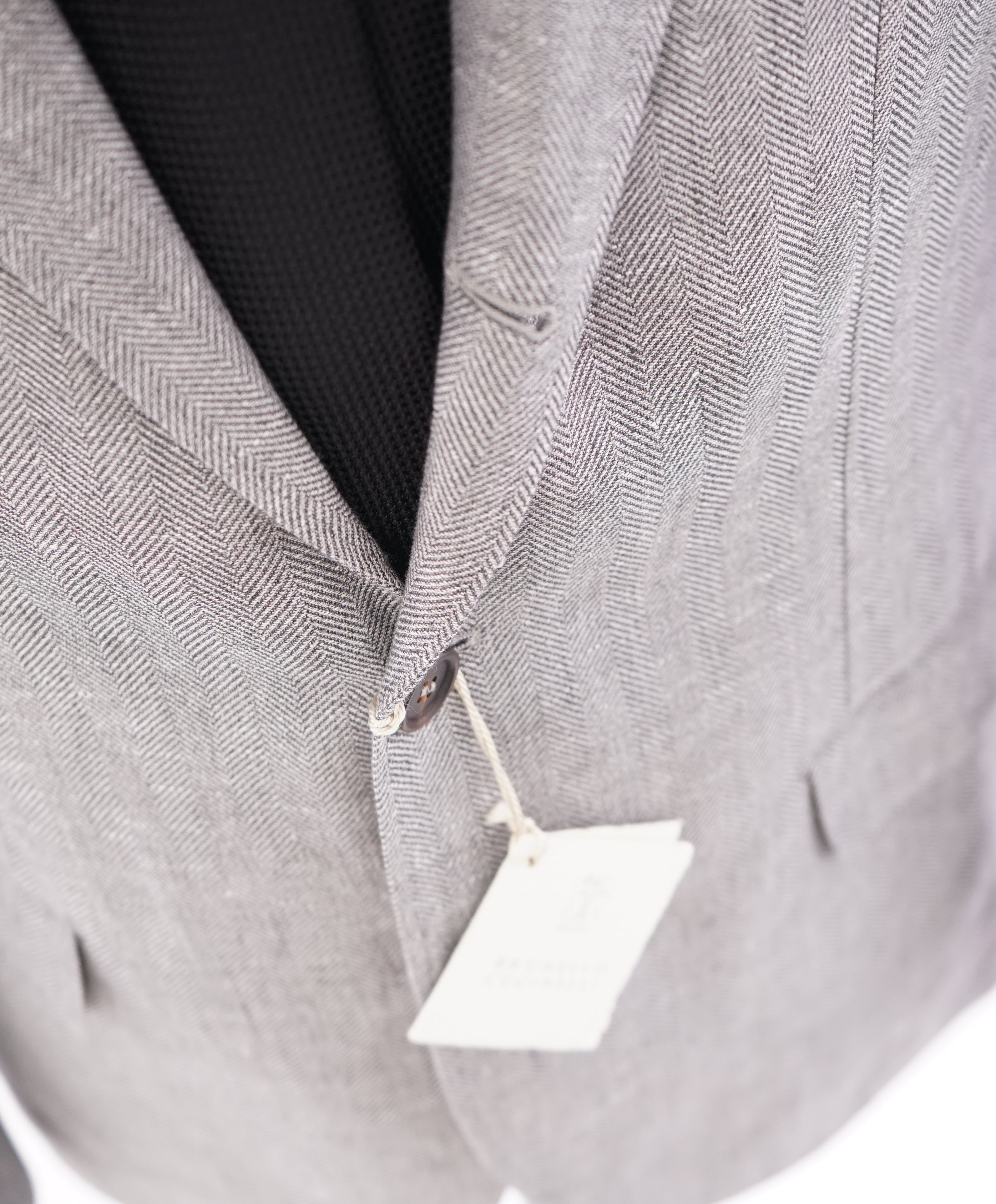BRUNELLO CUCINELLI - Bold Herringbone Wool/Silk/Linen Semi-Lined Suit - 38R