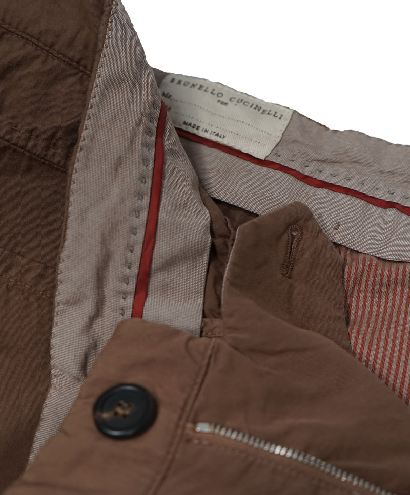 BRUNELLO CUCINELLI - 5-Pocket Chino Cotton Coco Brown Pants - 35W