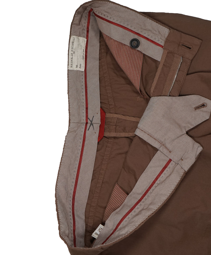 BRUNELLO CUCINELLI - 5-Pocket Chino Cotton Coco Brown Pants - 35W