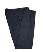 BRUNELLO CUCINELLI - Blue  Abstract Check Flat Front Pants - 32W