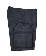 BRUNELLO CUCINELLI - Blue  Abstract Check Flat Front Pants - 32W