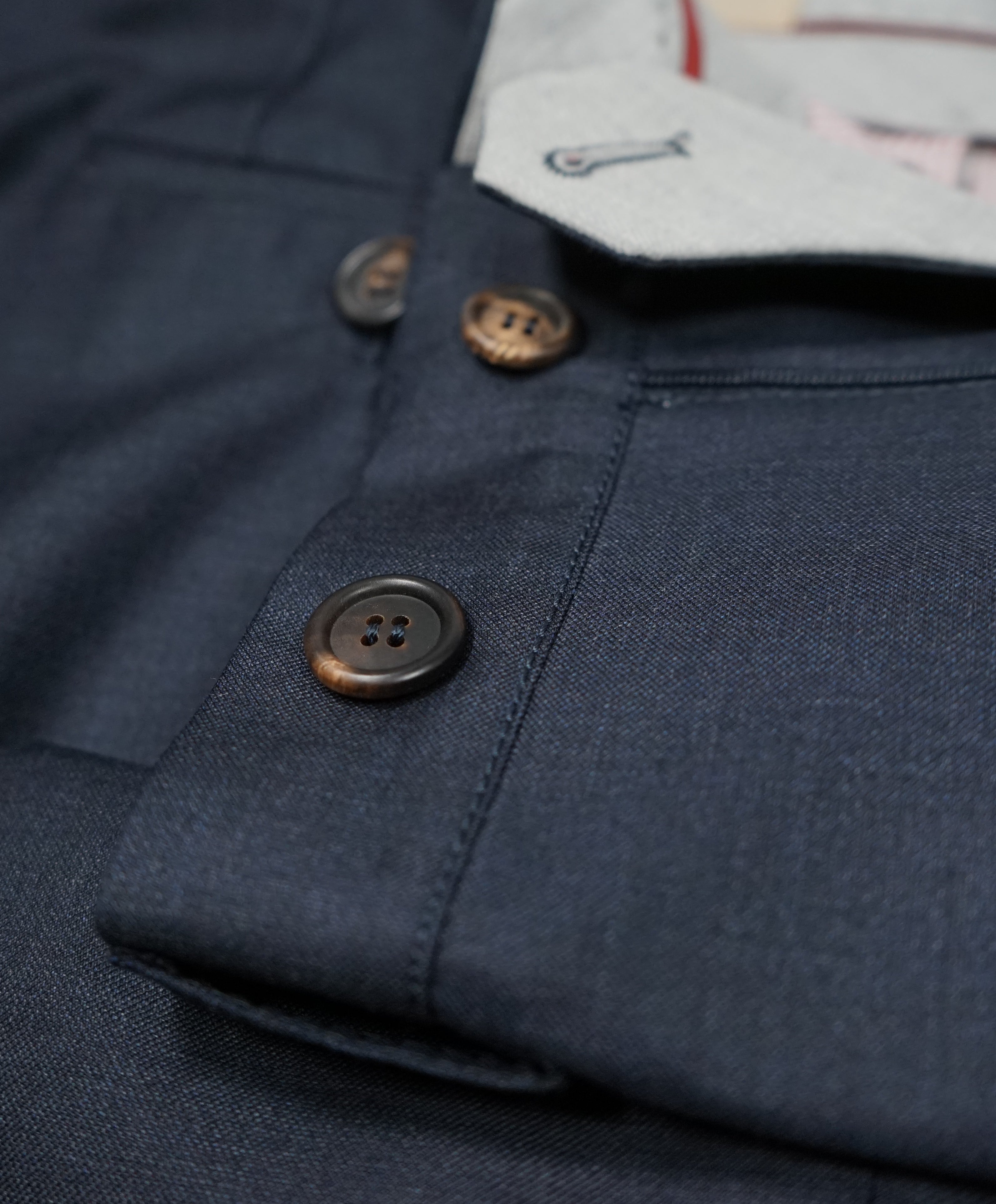 BRUNELLO CUCINELLI - Blue Flat Front Pants With Pick Stitching Detail - 34W