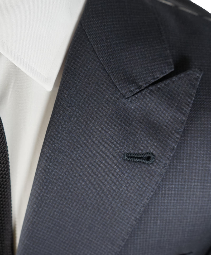 BRUNELLO CUCINELLI - Blue / Gray Check Minicheck Wide Peak Lapel Suit - 44R