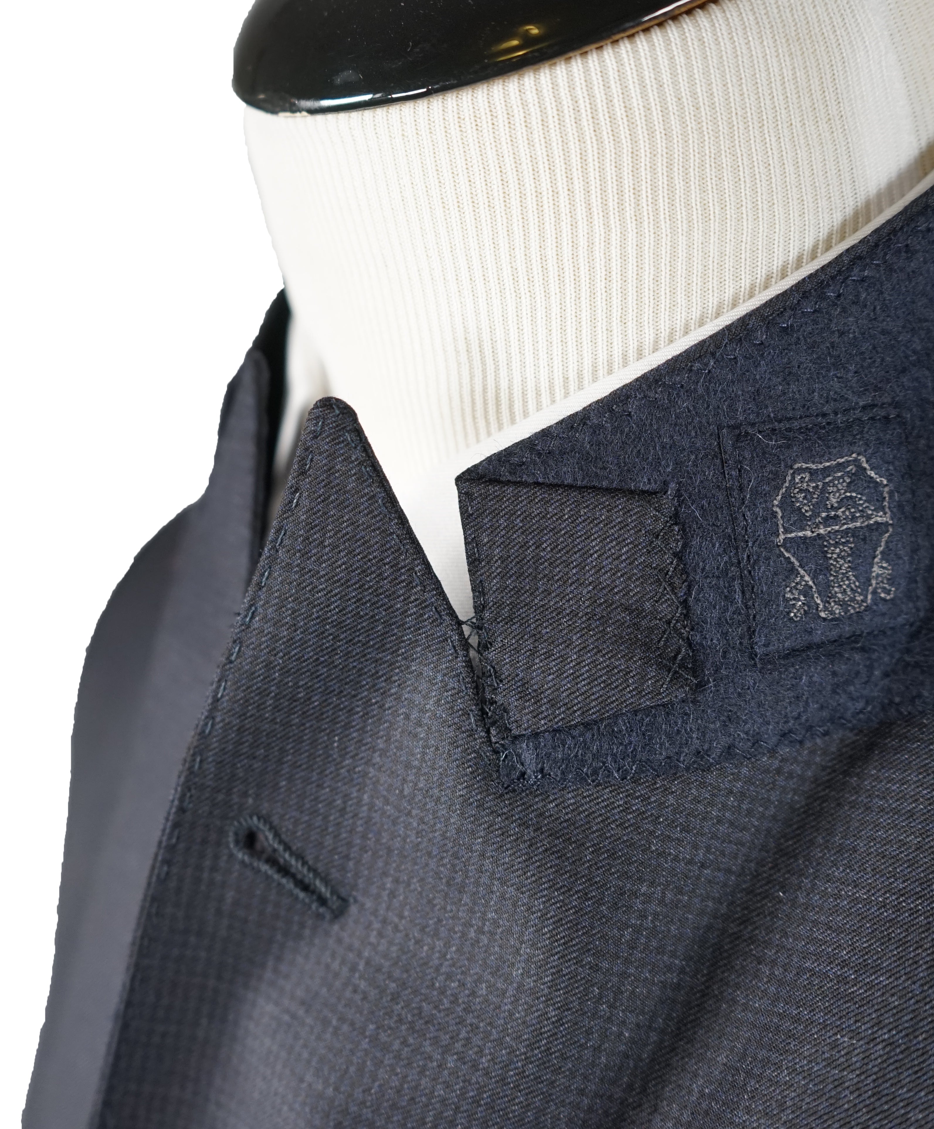 BRUNELLO CUCINELLI - Blue / Gray Check Minicheck Wide Peak Lapel Suit - 48L