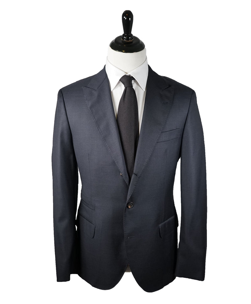 BRUNELLO CUCINELLI - Blue / Gray Check Minicheck Wide Peak Lapel Suit - 48R