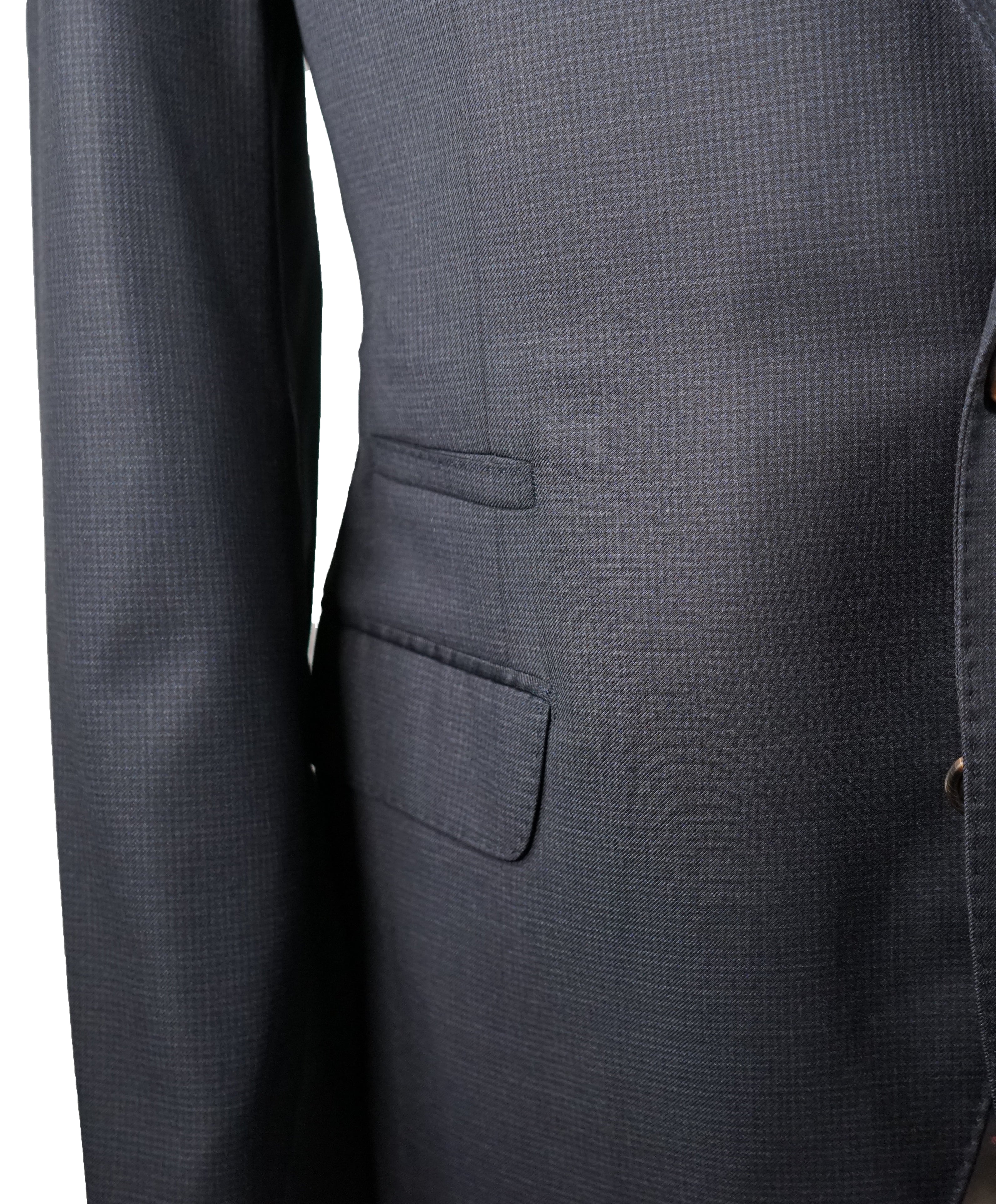 BRUNELLO CUCINELLI - Blue / Gray Check Minicheck Wide Peak Lapel Suit - 44R