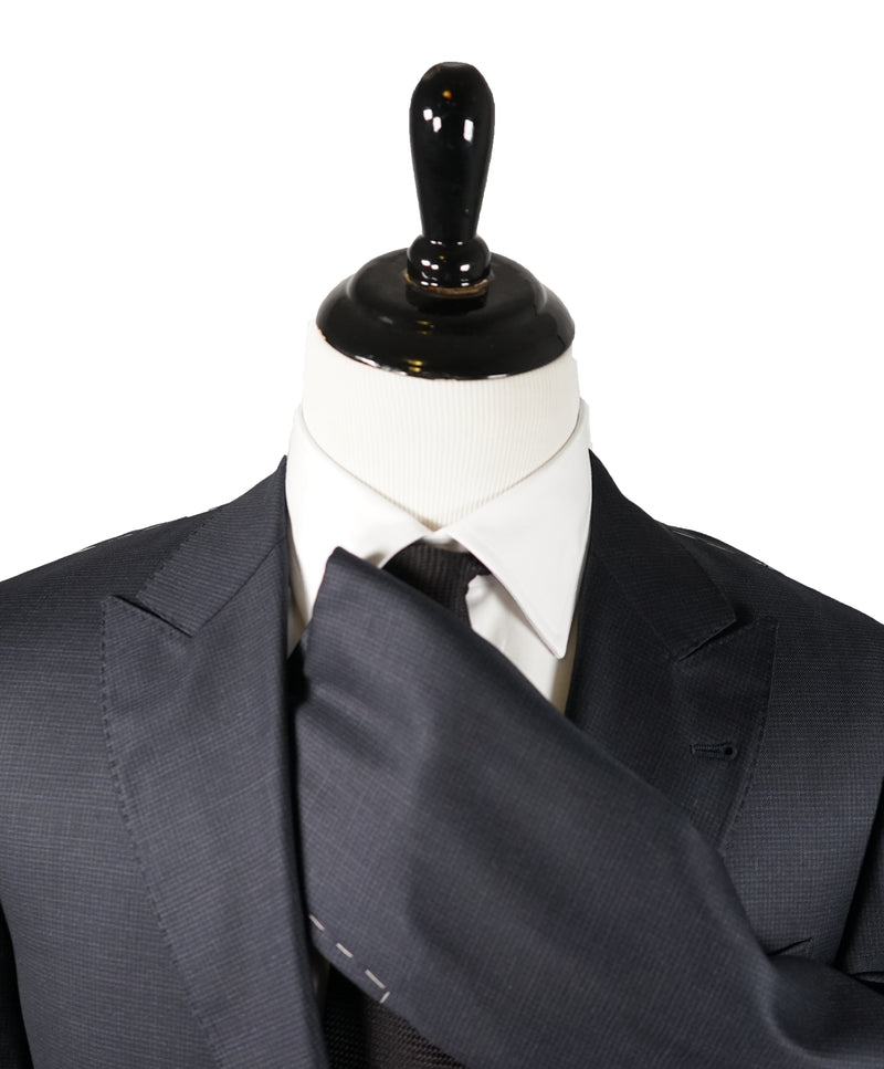 BRUNELLO CUCINELLI - Blue / Gray Check Minicheck Wide Peak Lapel Suit - 44R