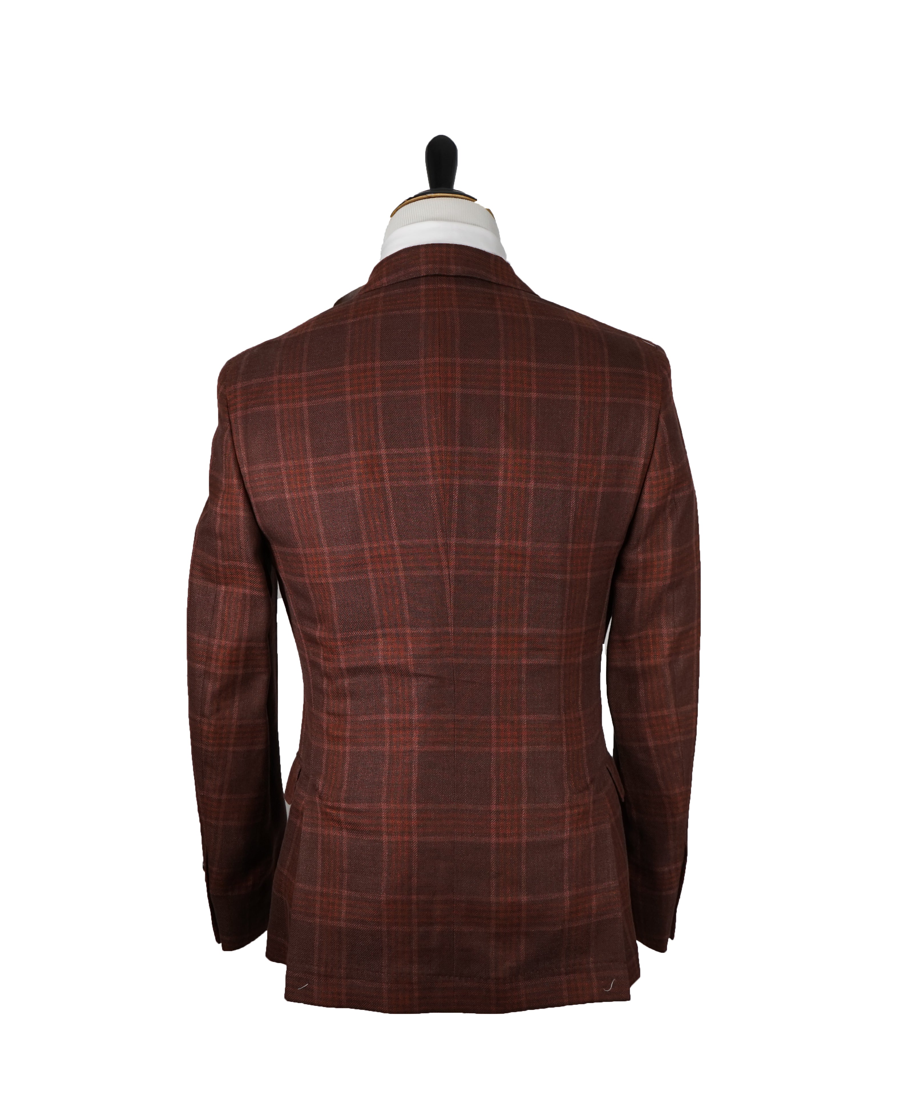 BRUNELLO CUCINELLI - Burgundy Check Double Breasted Blazer- 36R