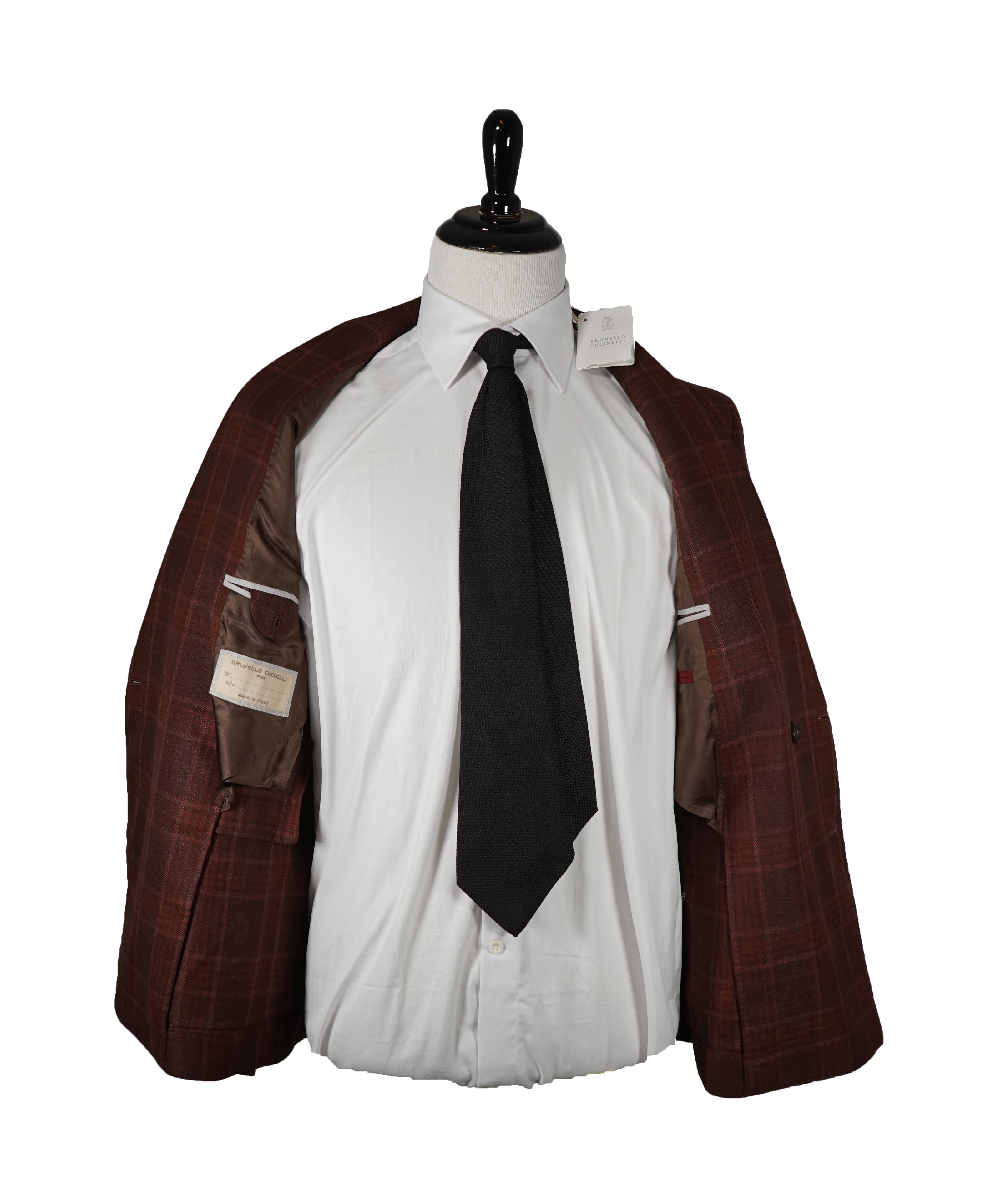 BRUNELLO CUCINELLI - Burgundy Check Double Breasted Blazer- 36R