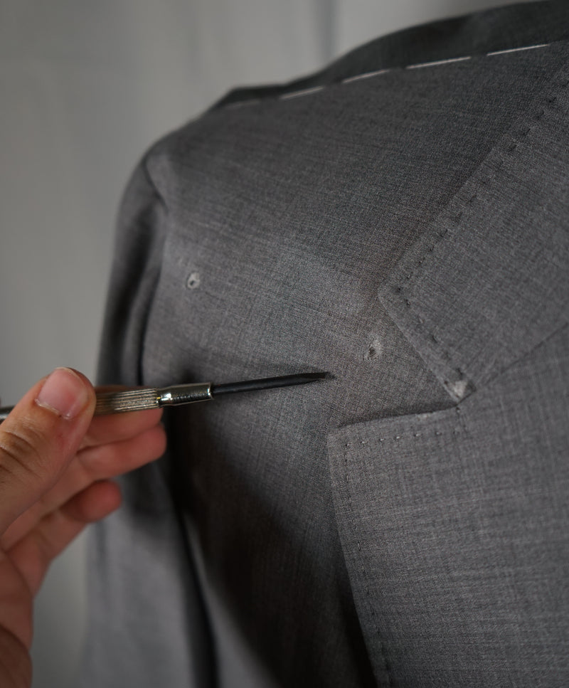 BRUNELLO CUCINELLI - Solid Gray 2-3 Button Roll Wool/Silk Blazer - 50R