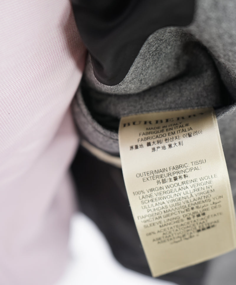 BURBERRY LONDON - "Millbank" Gray Flannel Wool Patch Pocket Blazer - 38R
