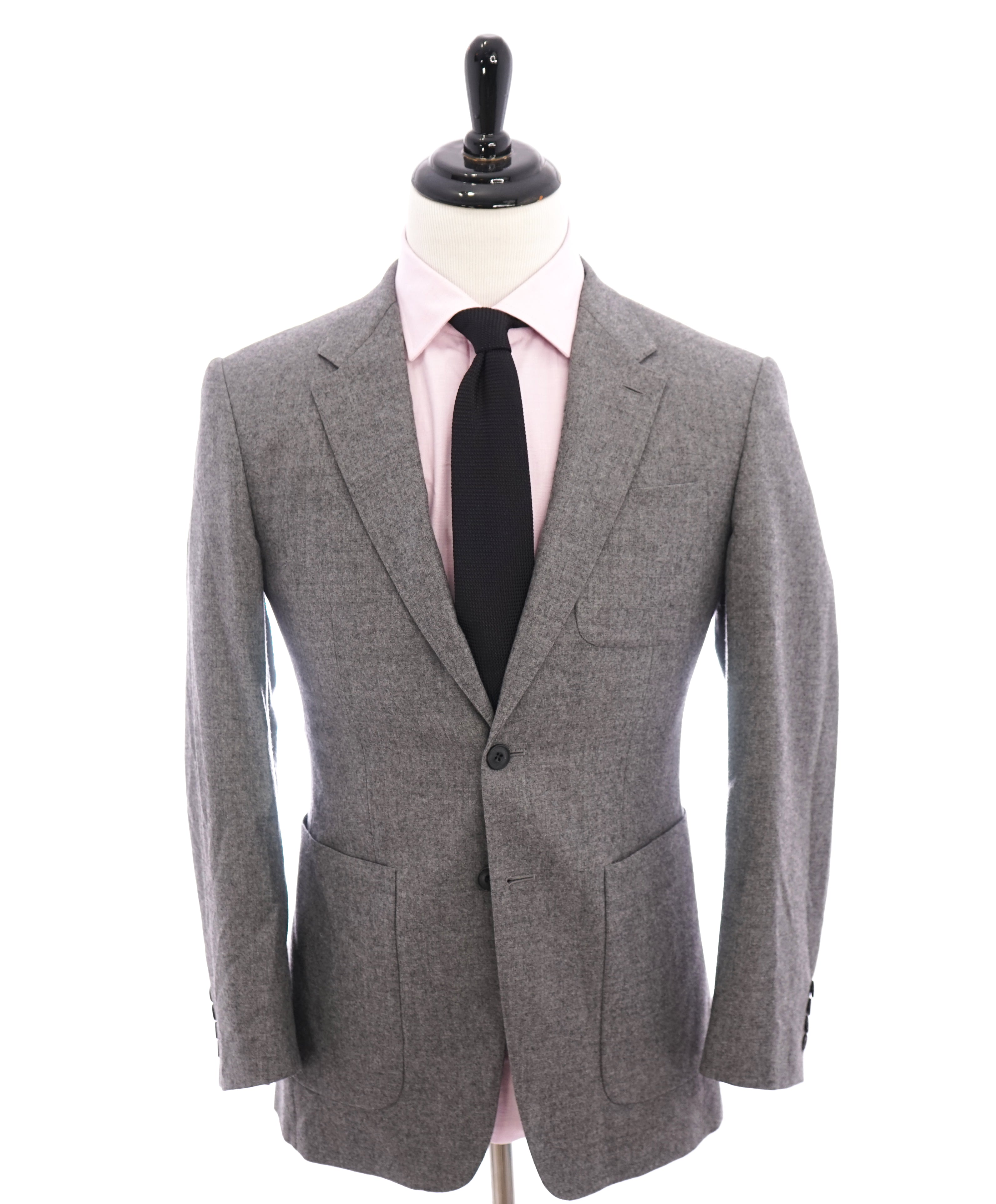 BURBERRY LONDON - "Millbank" Gray Flannel Wool Patch Pocket Blazer - 38R