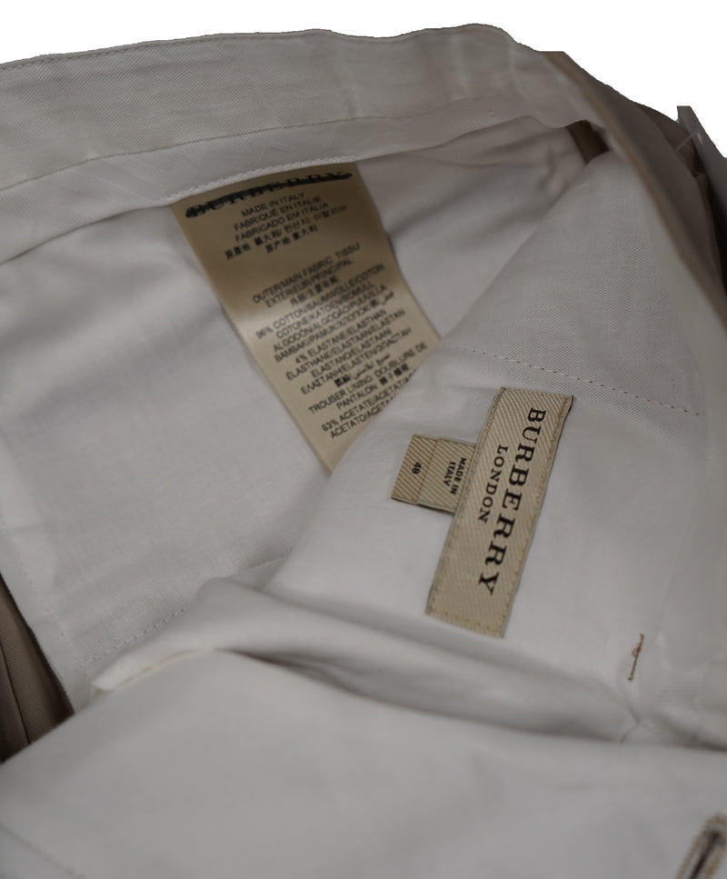 BURBERRY LONDON - Stone Cotton Flat Front Dress Pants - 31W