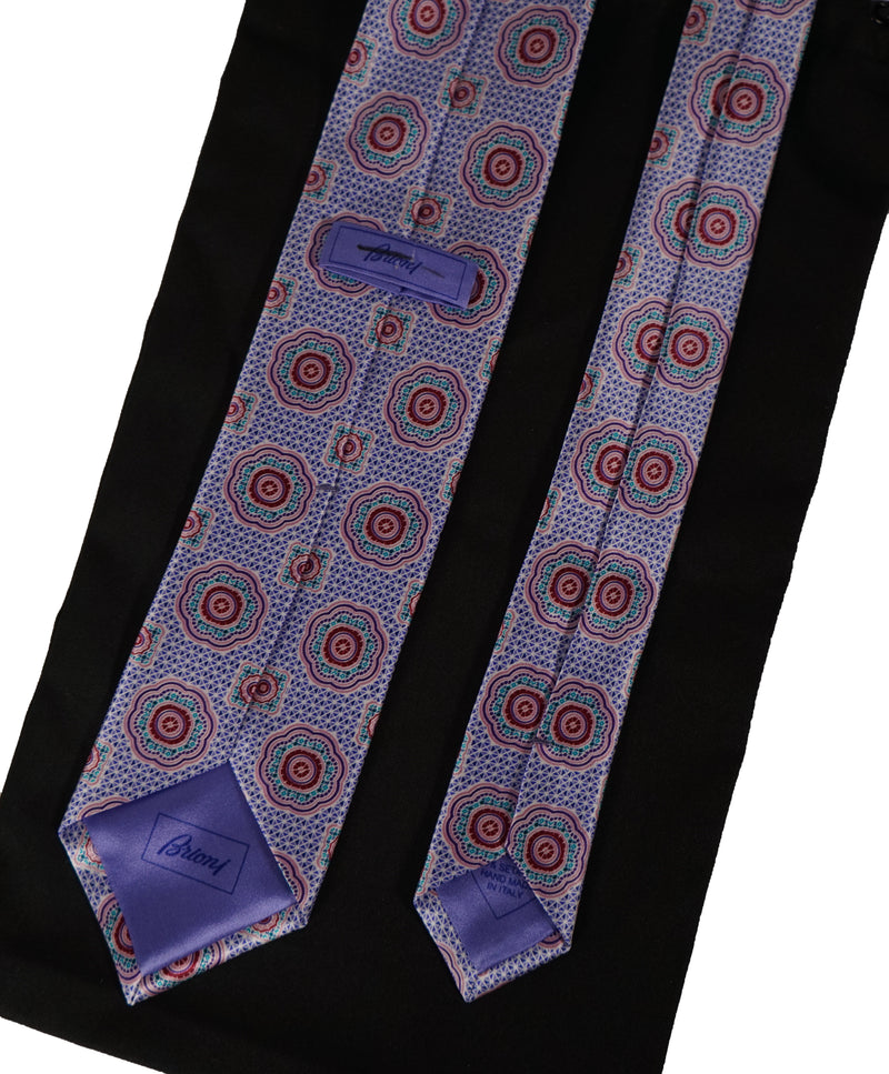 Brioni - Pastel Purple & Pink Medallion Print Tie